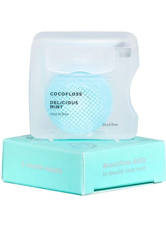 Cocofloss Woven Dental Floss, Dentist-Designed Oral Care, Mint, Waxed, Expanding, Vegan, Kid-Friendly String Floss with Coconut Oil, 1 Spool (33 yd) - Image 1